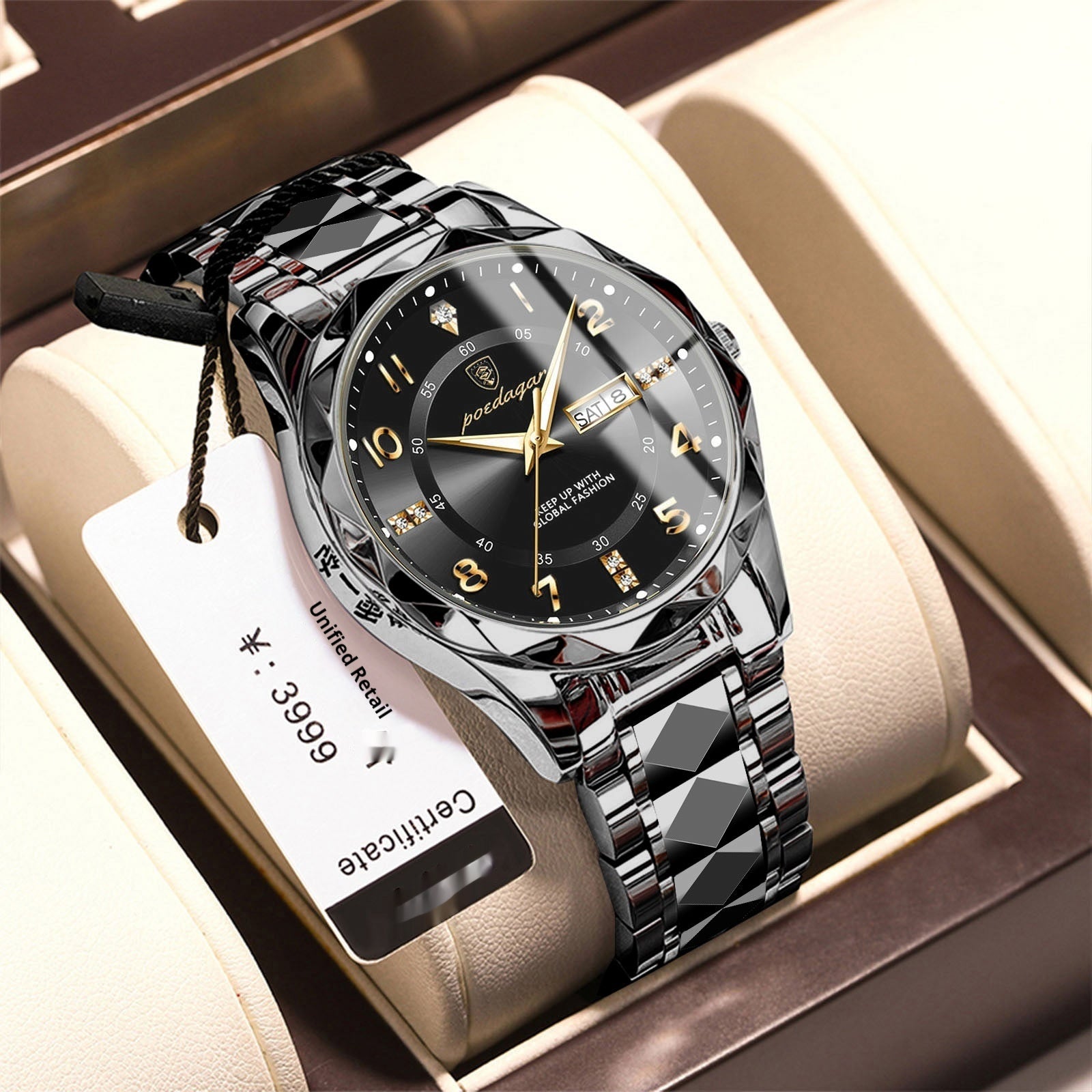 Men's Waterproof Double Calendar Luminous Quartz Watch