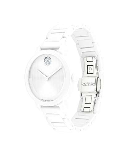 Movado Bold Women's Evolution 2.0 Ceramic Watch - Swiss Quartz Movement - Crystal Set Dot - 3 ATM Water Resistance - Luxury Timepiece - Gift for Her - 34mm
