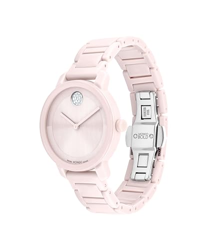 Movado Bold Women's Evolution 2.0 Ceramic Watch - Swiss Quartz Movement - Crystal Set Dot - 3 ATM Water Resistance - Luxury Timepiece - Gift for Her - 34mm