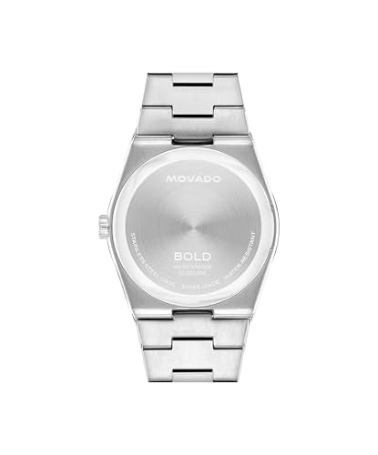 Movado Women's Bold Quest 35mm Watch, Seafoam Blue Sunray Dial, Swiss Quartz Movement, Stainless Steel Case and Bracelet, Date Window, Signature Dot, Modern Luxury Design