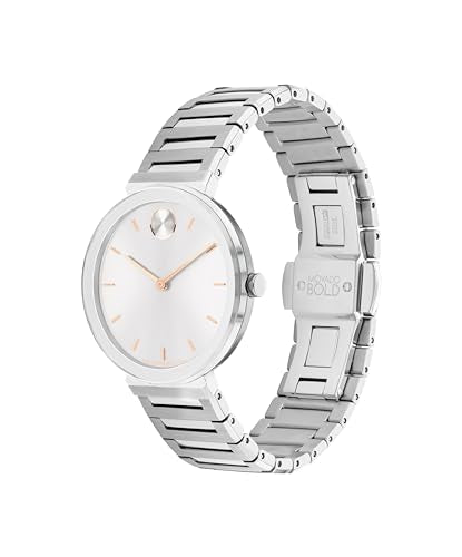 Movado Bold Horizon Ultra Thin Watch for Women - Swiss Made - Water Resistant 3ATM/30 Meters - Sleek and Slim Premium Luxury Wristwatch for Ladies - 34mm