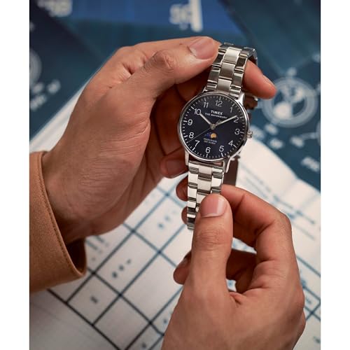 Timex Men's Waterbury Classic Chrono 40mm Stainless Steel Quartz Dress Watch with Leather Strap