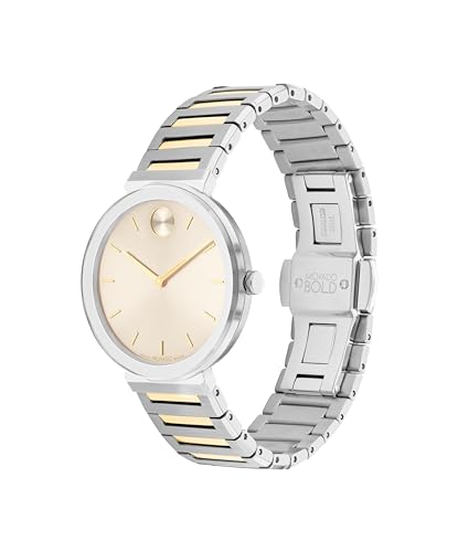 Movado Bold Horizon Ultra Thin Watch for Women - Swiss Made - Water Resistant 3ATM/30 Meters - Sleek and Slim Premium Luxury Wristwatch for Ladies - 34mm