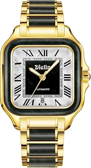 Diella Watches for Men, Mens Watches Waterproof Date Luminous, Dial is Inlaid with Emerald Jade, Crown with Sapphire Automatic Watches for Men Highend Luxurious Gift