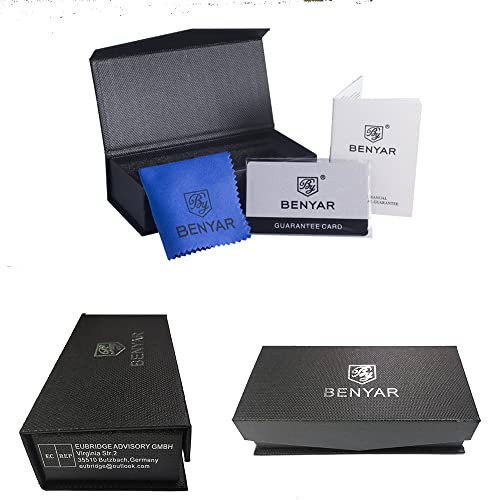 BENYAR Mens Watches Quartz Movement Chronograph Leather Strap Fashion Business Sport Design 30M Waterproof Scratch Resistant Elegant Gifts for Men