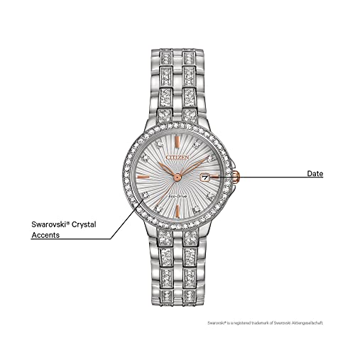 Citizen Ladies' Silhouette Crystal Eco-Drive Watch, 3-Hand Date, Stainless Steel