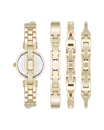 Anne Klein Women's Bangle Watch and Premium Crystal Accented Bracelet Set