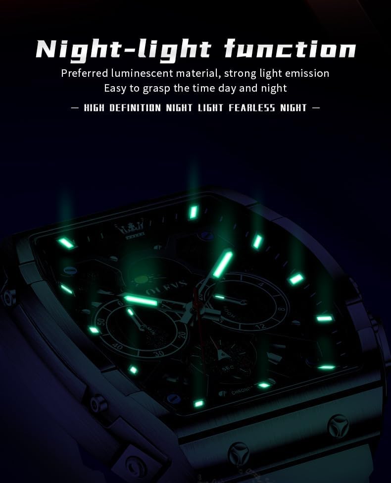 OLEVS Mens Watches Stylish Chronograph Waterproof Luminous Silicon Strap Multifunction Watches for Men Business White Men Wrist Watch