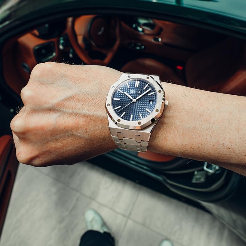 Redhai Automatic Mechanical Watch Skeleton Stainless 50M Waterproof Anti Shock Casual Diver Men Wrist Watch Sterling Watches Chronograph Analog Business Casual Fashion Adjustable Silicone Band