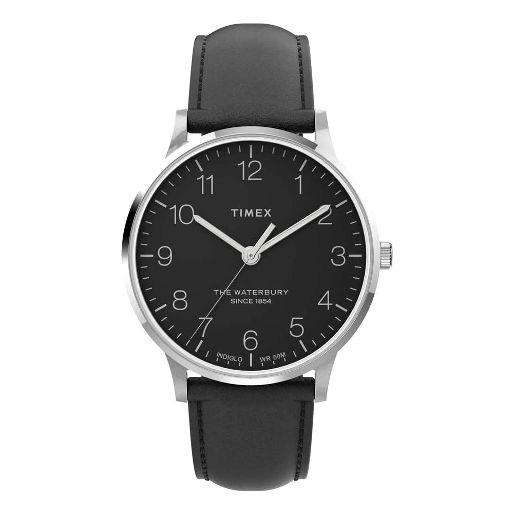 Timex Men's Waterbury Classic Chrono 40mm Stainless Steel Quartz Dress Watch with Leather Strap