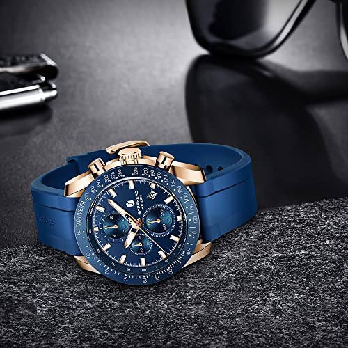 BENYAR Mens Watches Quartz Movement Chronograph Leather Strap Fashion Business Sport Design 30M Waterproof Scratch Resistant Elegant Gifts for Men
