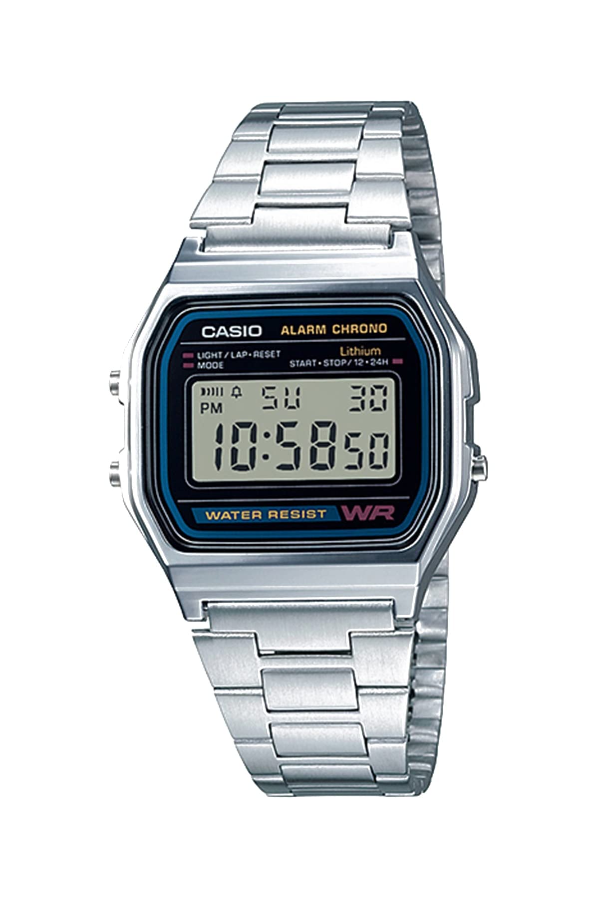 Casio A158WA Series | Unisex Digital Watch | Vintage | WR | 100 SEC Stop Watch | Daily Alarm | Regular Time Keeping: Hour, Minute, Second, PM, Date, Day | Led Light | 7 Yr Battery
