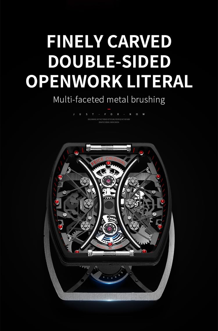 FEICE Men's Automatic Wrist Watch Sapphire Crystal Japanese Movement Skeleton Mechanical Watch Waterproof Sports Wristwatch - FM602