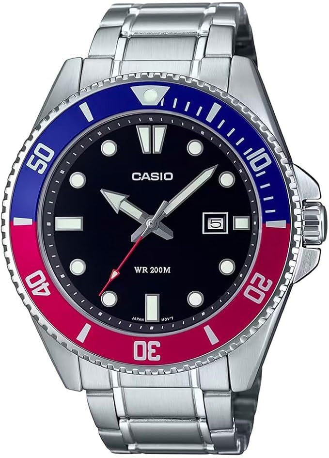 Casio MDV106 Series | Unisex Analog Watch | 200M WR | Stainless Steel Case | Resin Band | 2 Hand Analog (HR, Min, SEC) | Date Display | Screw Down Crown/Screw Down Caseback | 3 Year Battery