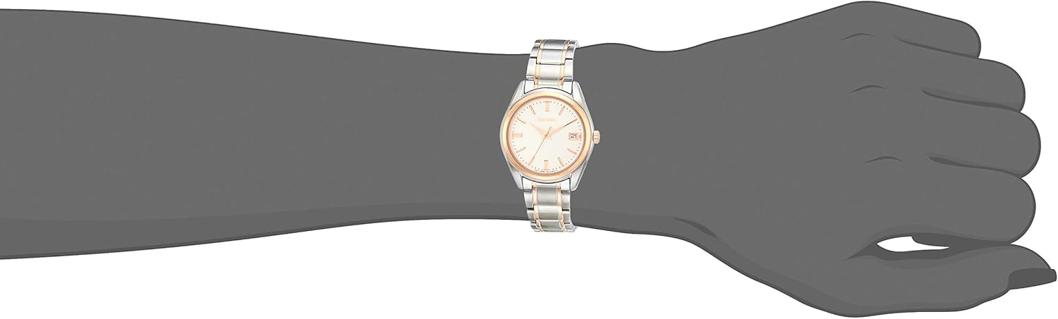 Seiko Women's Essentials Stainless Steel Japanese Quartz With Two Tone Strap, Silver/Rose Gold (Model: SUR322)