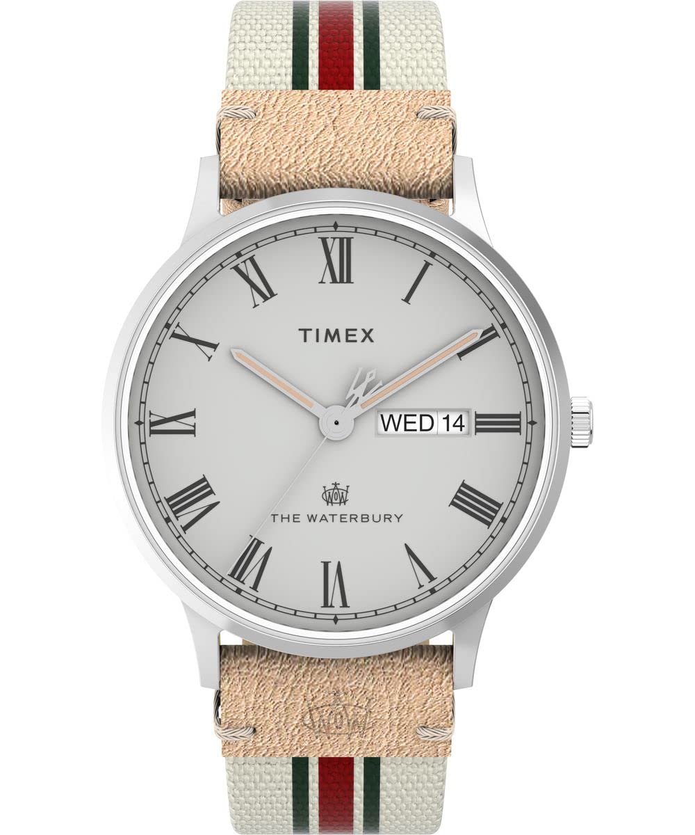 Timex Men's Waterbury Classic Chrono 40mm Stainless Steel Quartz Dress Watch with Leather Strap