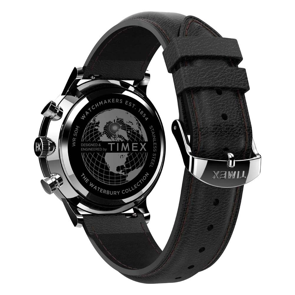 Timex Men's Waterbury Classic Chrono 40mm Stainless Steel Quartz Dress Watch with Leather Strap