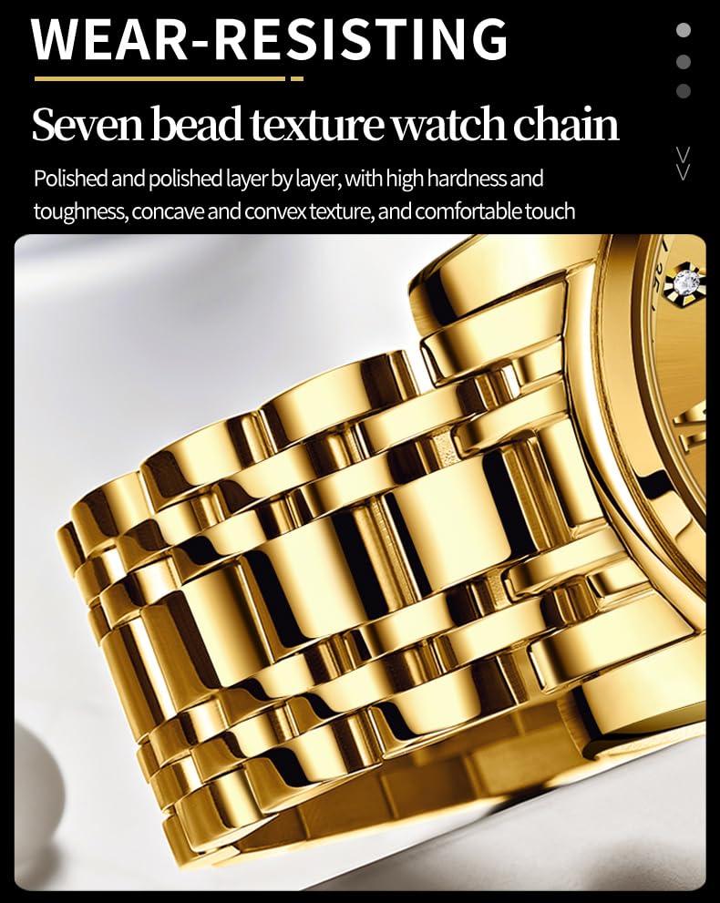 OLEVS Watch for Men Diamond Business Dress Analog Quartz Stainless Steel Waterproof Luminous Date Two Tone Luxury Casual Wrist Watch