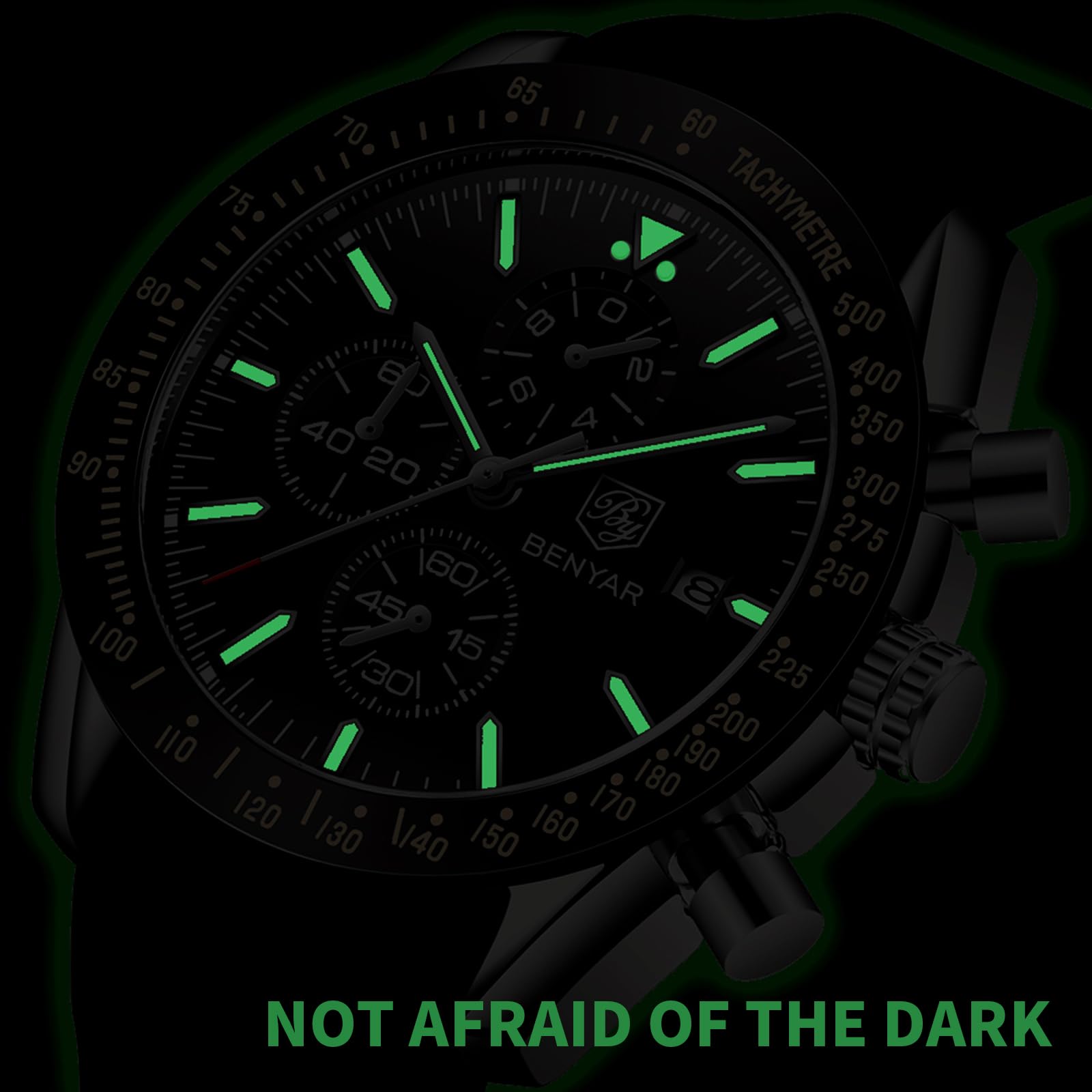 BENYAR Mens Watches Quartz Movement Chronograph Leather Strap Fashion Business Sport Design 30M Waterproof Scratch Resistant Elegant Gifts for Men