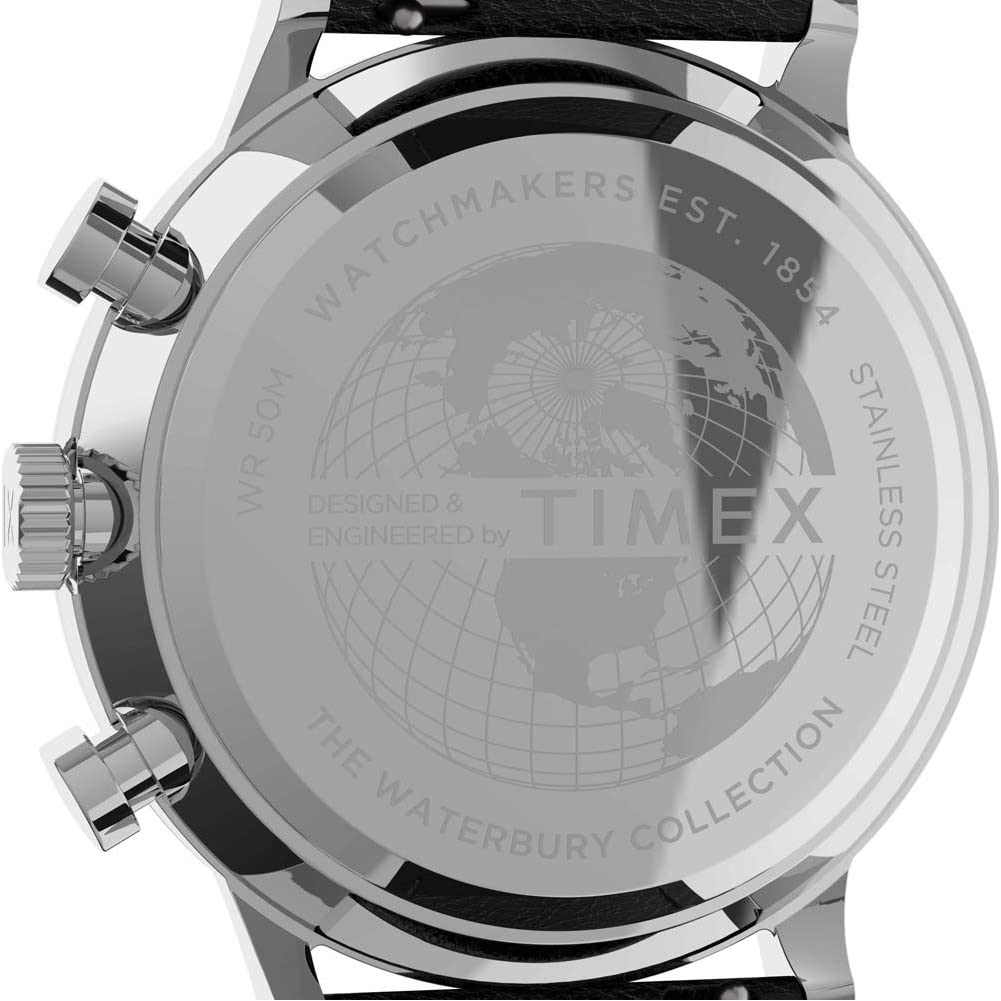 Timex Men's Waterbury Classic Chrono 40mm Stainless Steel Quartz Dress Watch with Leather Strap