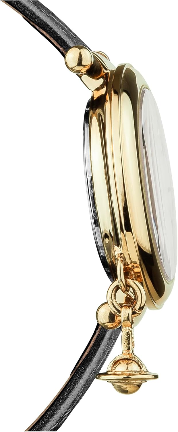 Vivienne Westwood Orb Womens Quartz Watch with Black Dial and Black Leather Strap VV006BKGD
