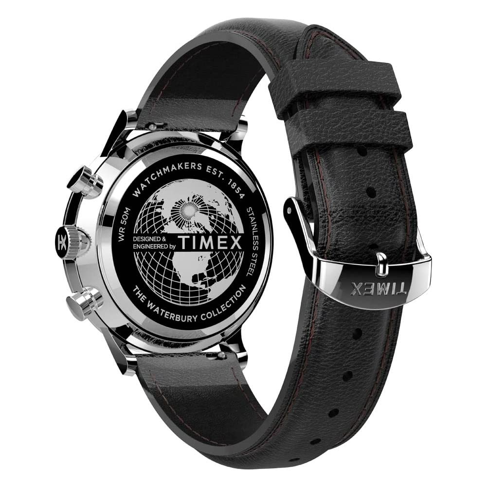Timex Men's Waterbury Classic Chrono 40mm Stainless Steel Quartz Dress Watch with Leather Strap