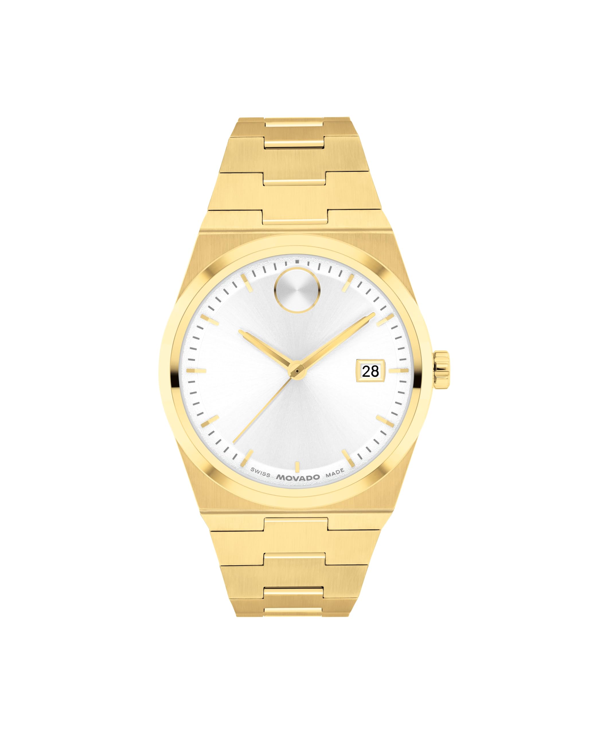 Movado Women's Bold Quest 35mm Watch, Seafoam Blue Sunray Dial, Swiss Quartz Movement, Stainless Steel Case and Bracelet, Date Window, Signature Dot, Modern Luxury Design