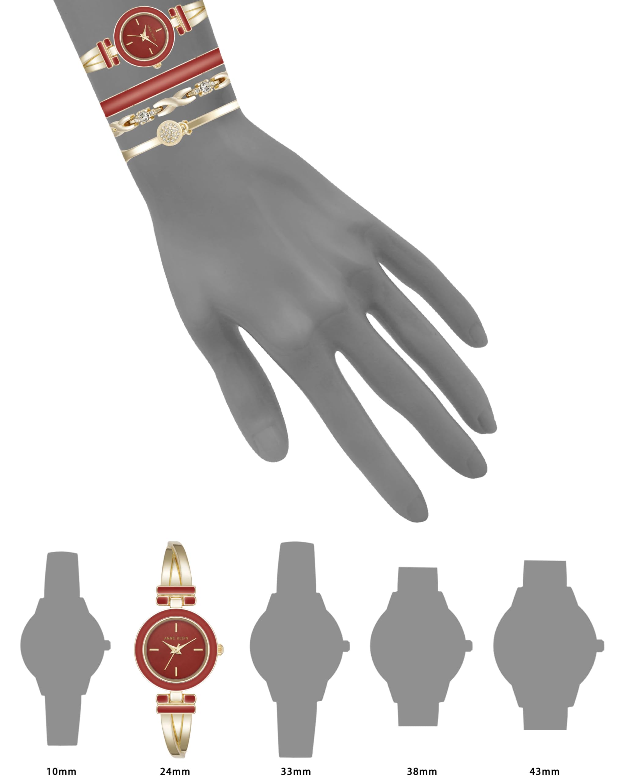 Anne Klein Women's Bangle Watch and Premium Crystal Accented Bracelet Set