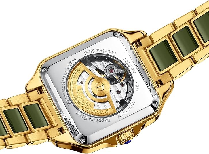 Diella Watches for Men, Mens Watches Waterproof Date Luminous, Dial is Inlaid with Emerald Jade, Crown with Sapphire Automatic Watches for Men Highend Luxurious Gift
