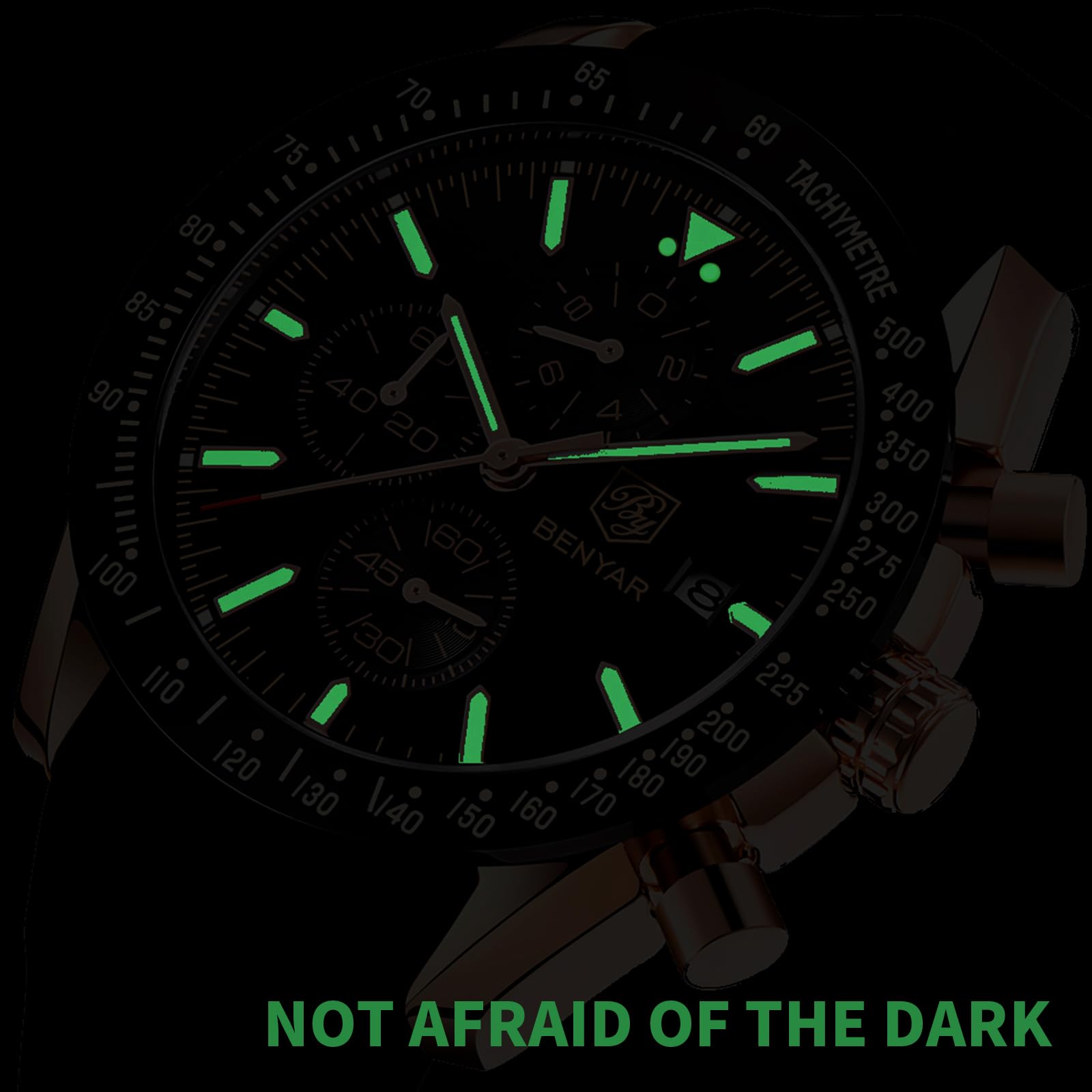 BENYAR Mens Watches Quartz Movement Chronograph Leather Strap Fashion Business Sport Design 30M Waterproof Scratch Resistant Elegant Gifts for Men