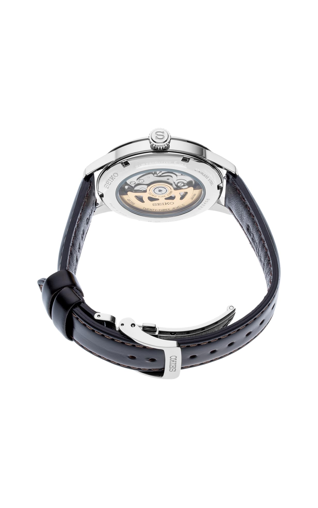 SEIKO Automatic Watch for Men - Presage Cocktail Time - Patterned with Golden Numerals and Date Calendar, 50m Water-Resistant