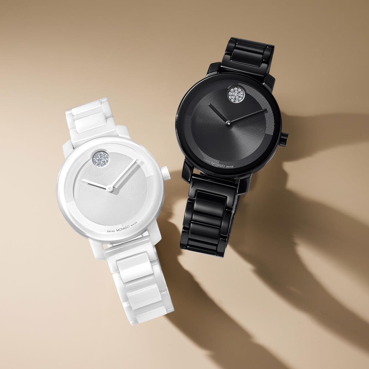 Movado Bold Women's Evolution 2.0 Ceramic Watch - Swiss Quartz Movement - Crystal Set Dot - 3 ATM Water Resistance - Luxury Timepiece - Gift for Her - 34mm