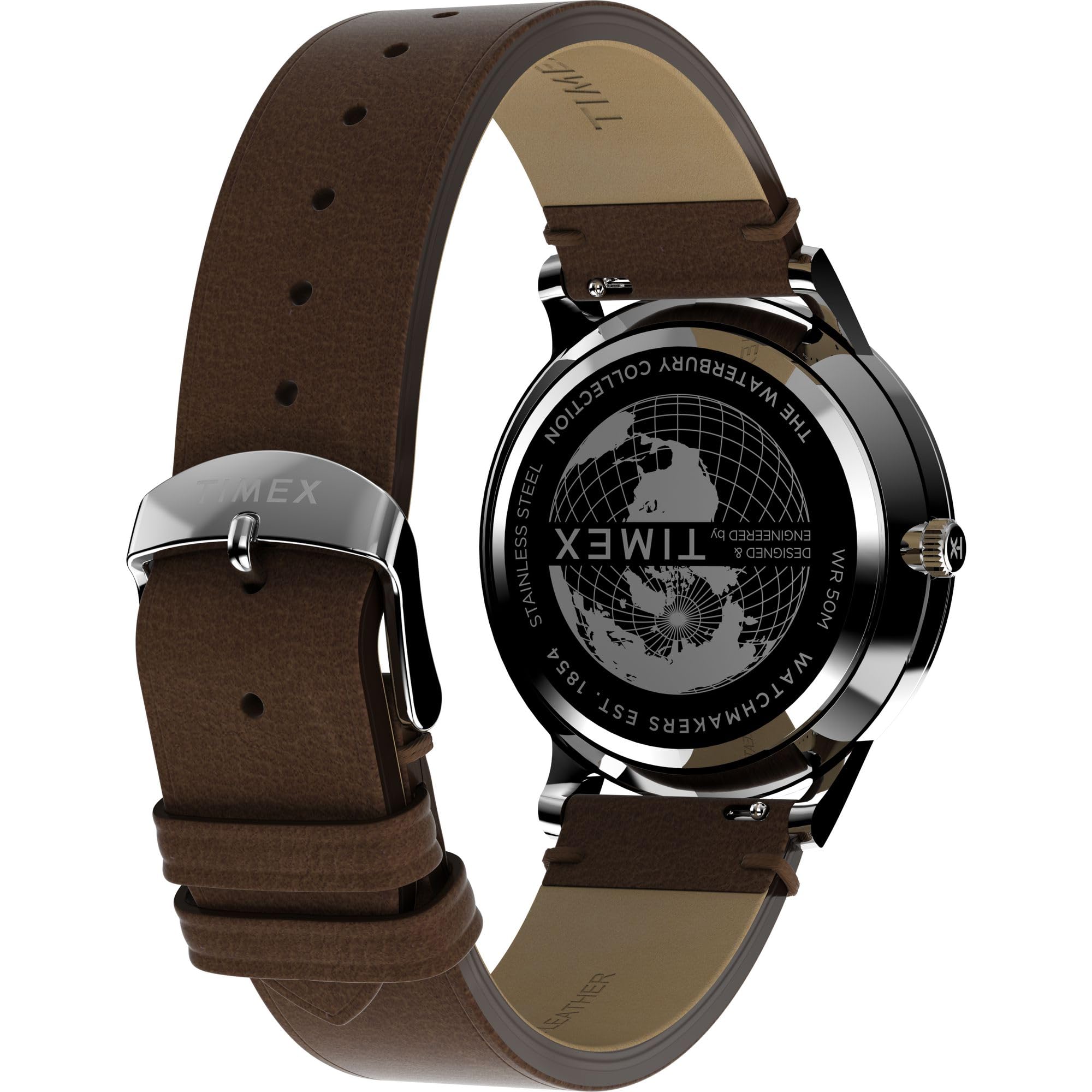 Timex Men's Waterbury Classic Chrono 40mm Stainless Steel Quartz Dress Watch with Leather Strap