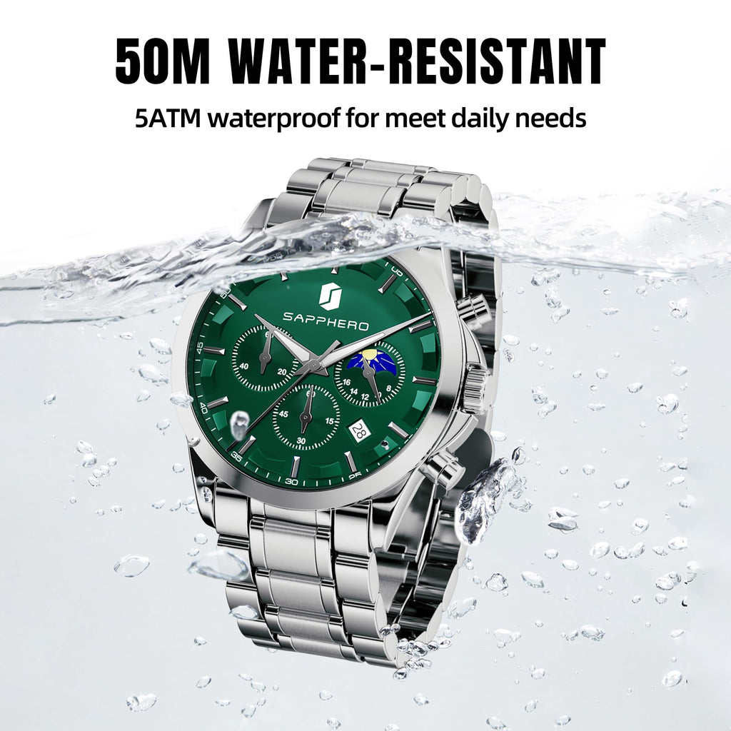 BY BENYAR Mens Watches Analog Quartz Chronograph Waterproof Wrist Watches for Men Fashion Business Work Casual Sport Designer Dress Watch with Calendar Elegant Gifts for Men