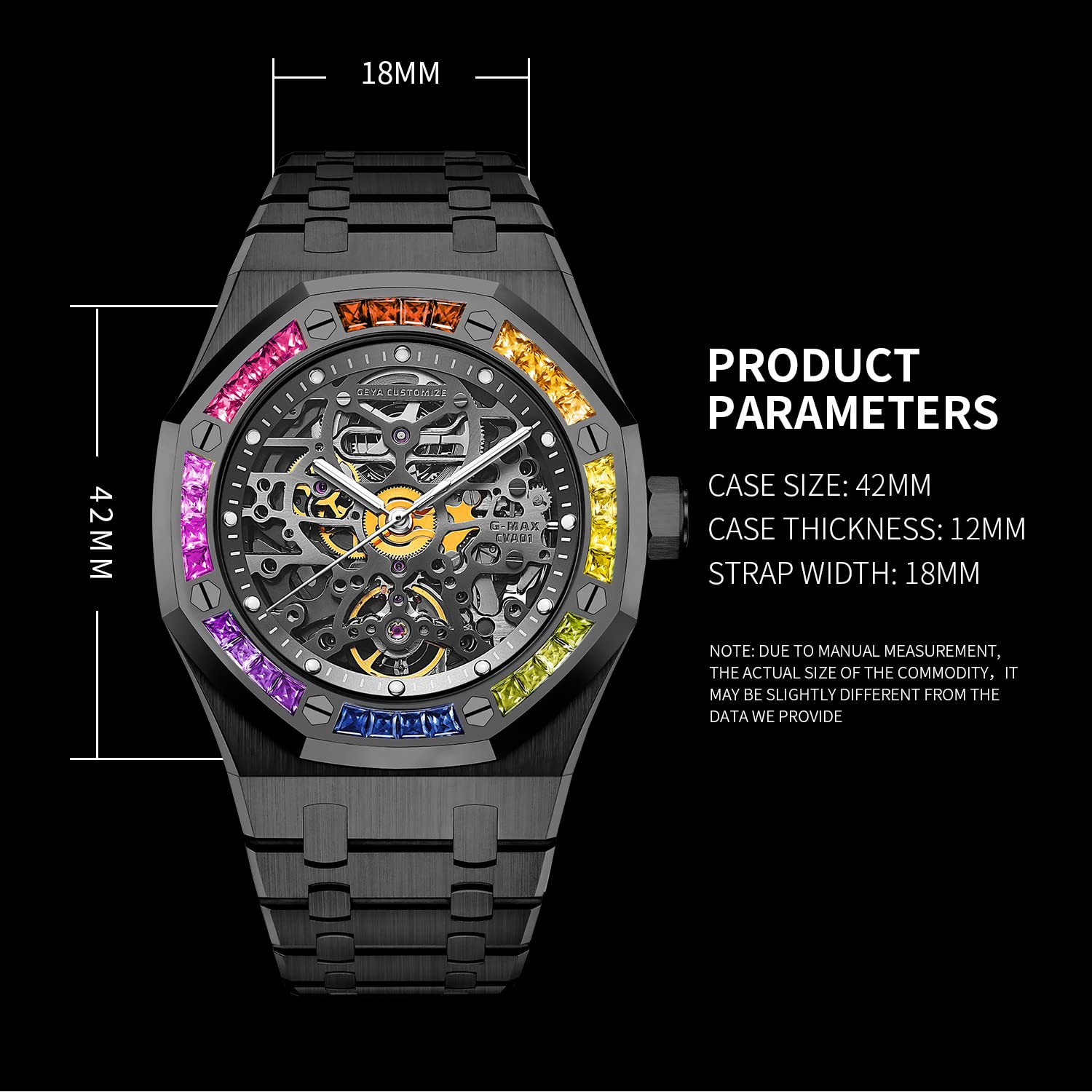 Redhai Automatic Mechanical Watch Skeleton Stainless 50M Waterproof Anti Shock Casual Diver Men Wrist Watch Sterling Watches Chronograph Analog Business Casual Fashion Adjustable Silicone Band