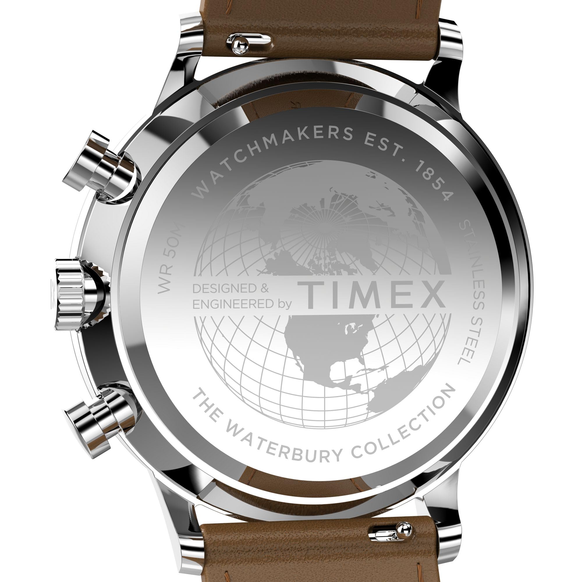 Timex Men's Waterbury Classic Chrono 40mm Stainless Steel Quartz Dress Watch with Leather Strap
