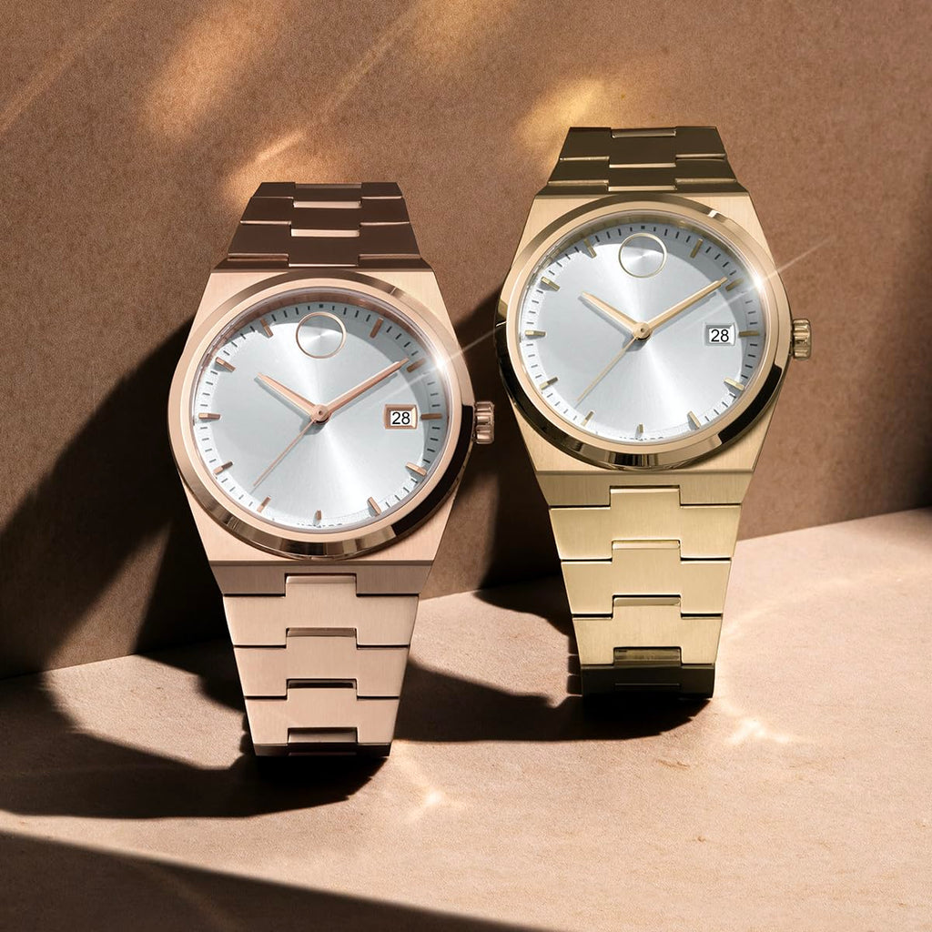 Movado Women's Bold Quest 35mm Watch, Seafoam Blue Sunray Dial, Swiss Quartz Movement, Stainless Steel Case and Bracelet, Date Window, Signature Dot, Modern Luxury Design