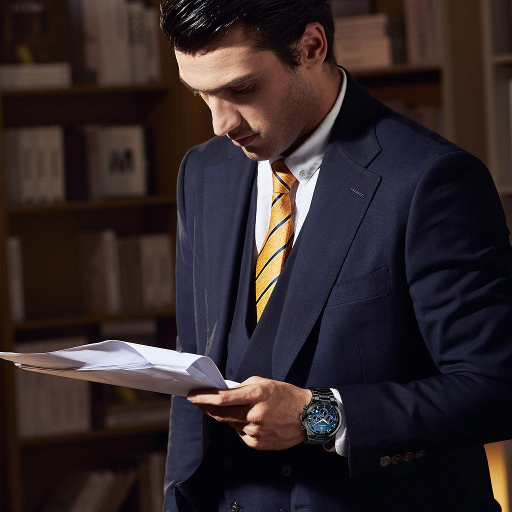 BY BENYAR Mens Watches Analog Quartz Chronograph Waterproof Wrist Watches for Men Fashion Business Work Casual Sport Designer Dress Watch with Calendar Elegant Gifts for Men