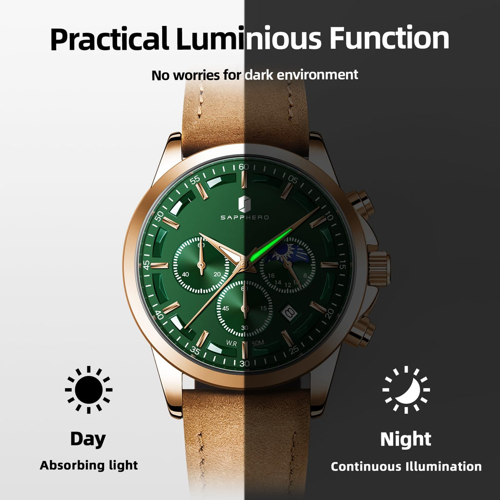 BY BENYAR Mens Watches Analog Quartz Chronograph Waterproof Wrist Watches for Men Fashion Business Work Casual Sport Designer Dress Watch with Calendar Elegant Gifts for Men