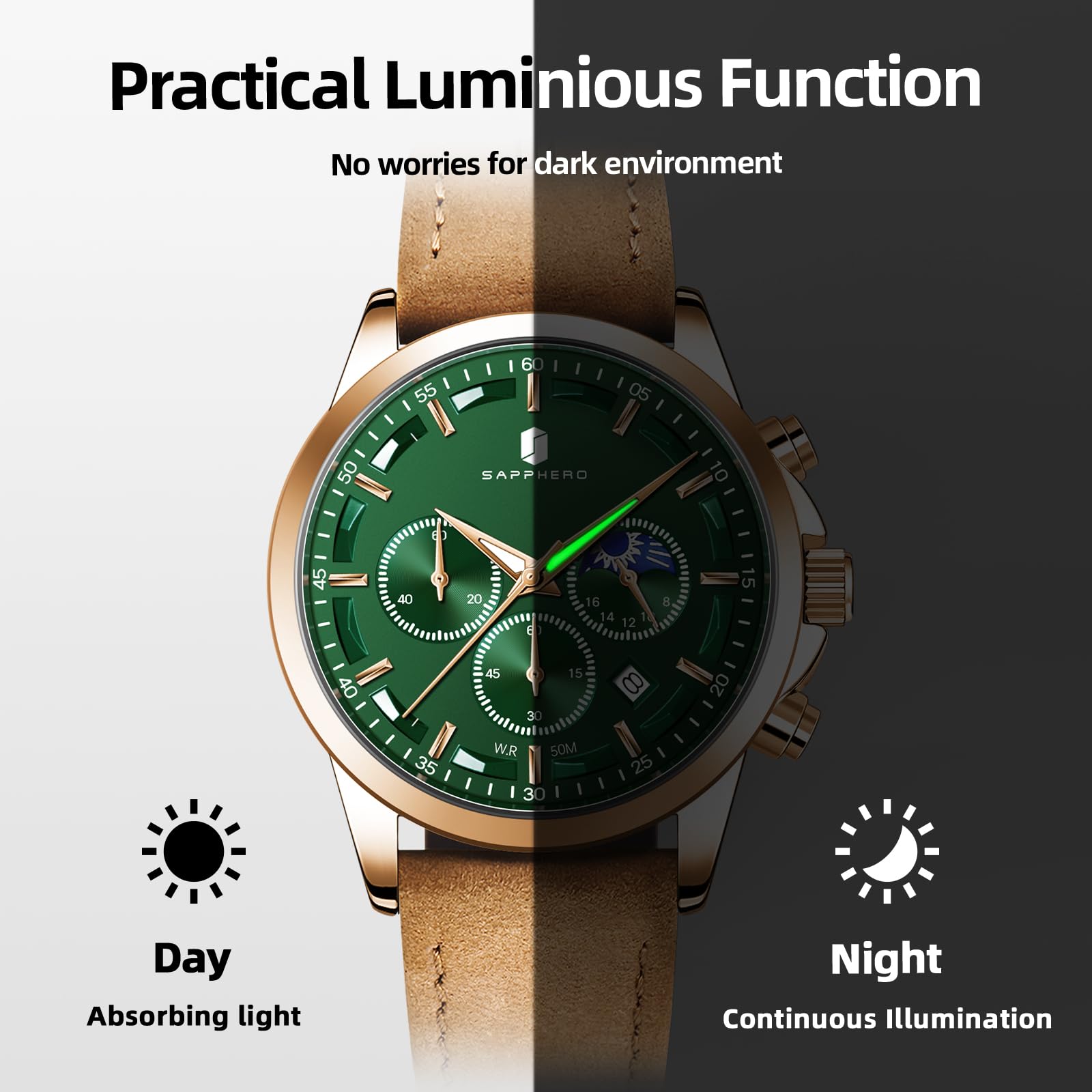 BY BENYAR Mens Watches Analog Quartz Chronograph Waterproof Wrist Watches for Men Fashion Business Work Casual Sport Designer Dress Watch with Calendar Elegant Gifts for Men