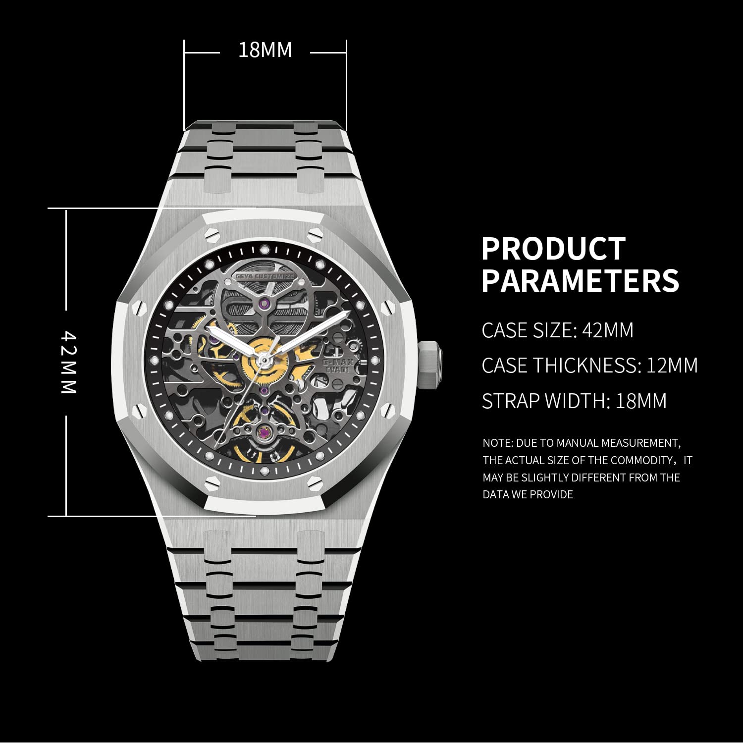 Redhai Automatic Mechanical Watch Skeleton Stainless 50M Waterproof Anti Shock Casual Diver Men Wrist Watch Sterling Watches Chronograph Analog Business Casual Fashion Adjustable Silicone Band