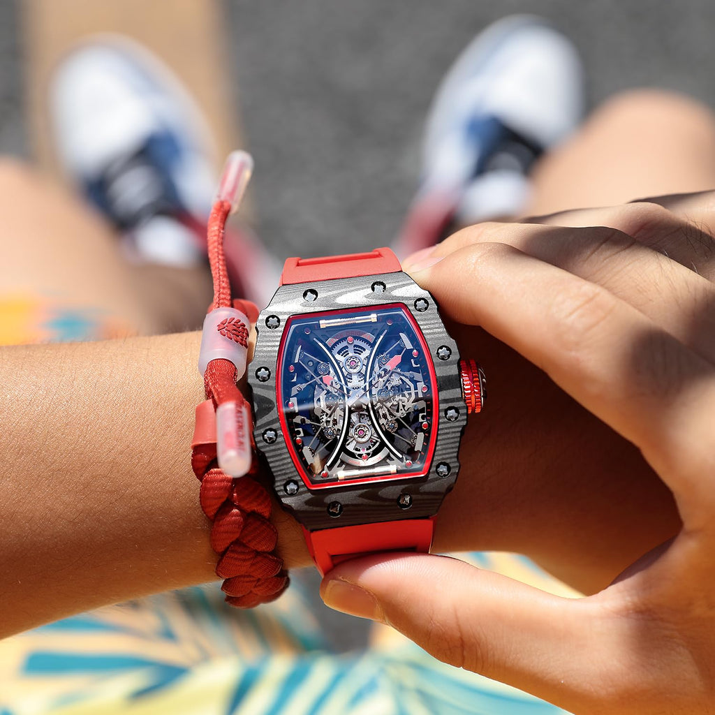 FEICE Men's Automatic Wrist Watch Sapphire Crystal Japanese Movement Skeleton Mechanical Watch Waterproof Sports Wristwatch - FM602