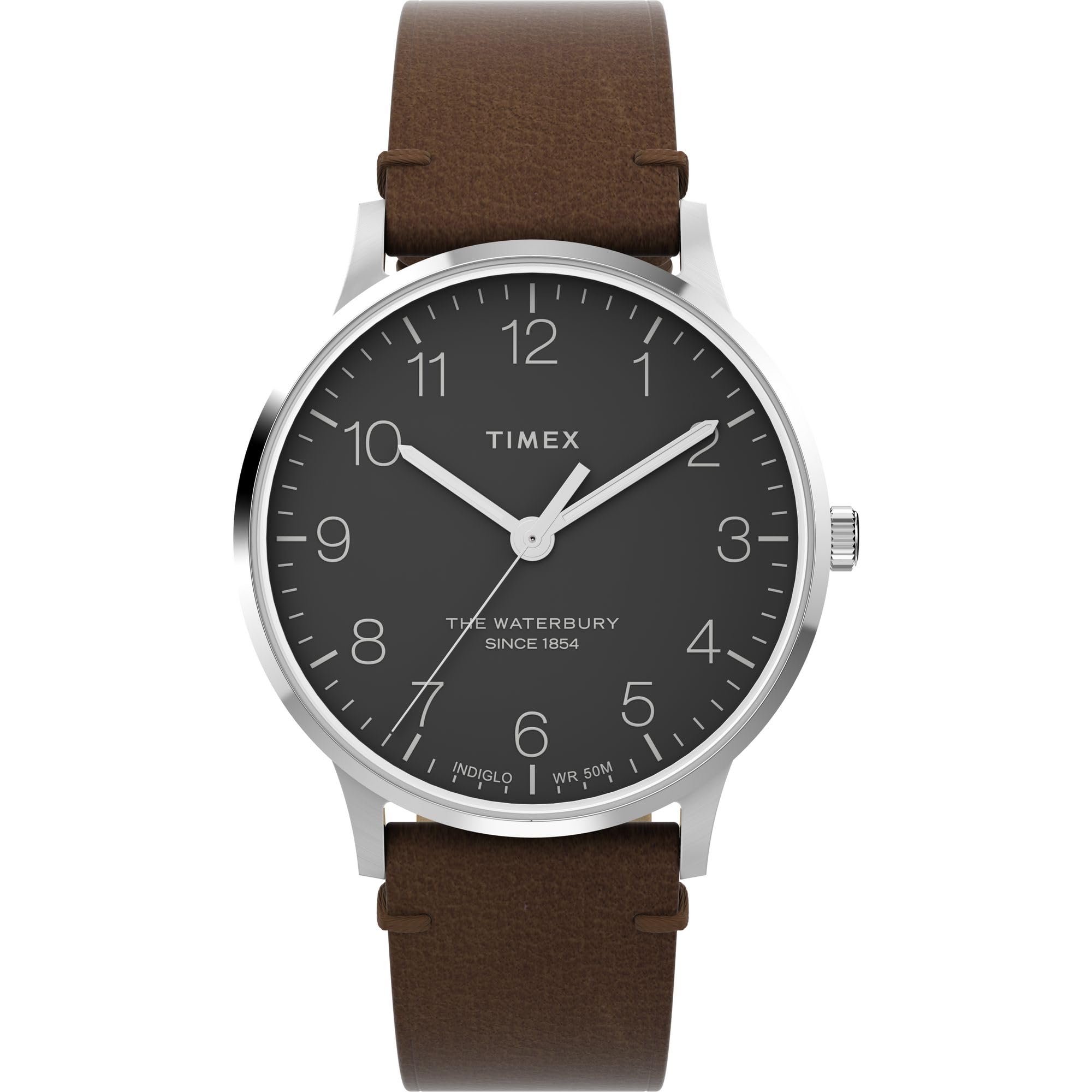 Timex Men's Waterbury Classic Chrono 40mm Stainless Steel Quartz Dress Watch with Leather Strap