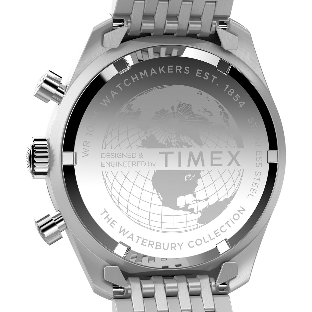 Timex Men's Waterbury Classic Chrono 40mm Stainless Steel Quartz Dress Watch with Leather Strap