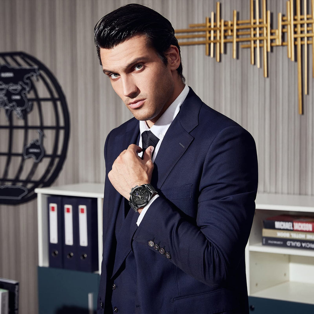 BY BENYAR Mens Watches Analog Quartz Chronograph Waterproof Wrist Watches for Men Fashion Business Work Casual Sport Designer Dress Watch with Calendar Elegant Gifts for Men