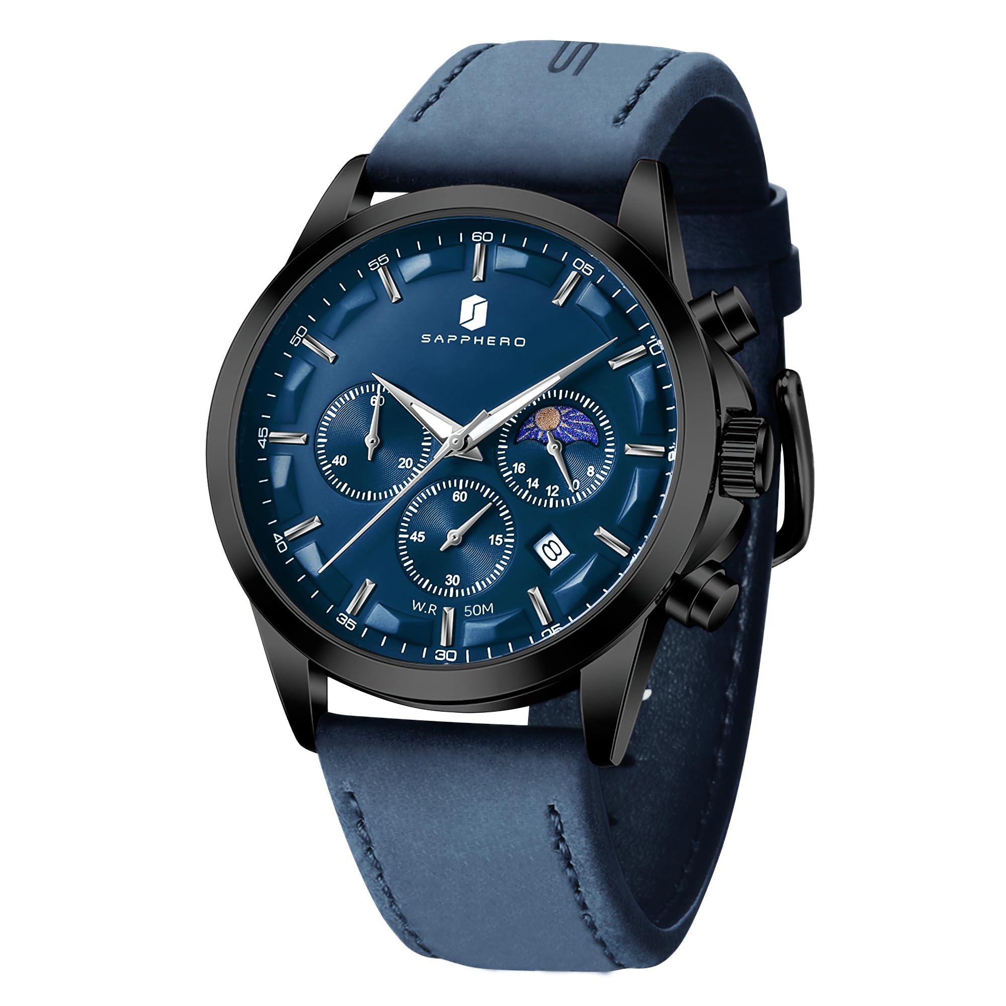 BY BENYAR Mens Watches Analog Quartz Chronograph Waterproof Wrist Watches for Men Fashion Business Work Casual Sport Designer Dress Watch with Calendar Elegant Gifts for Men