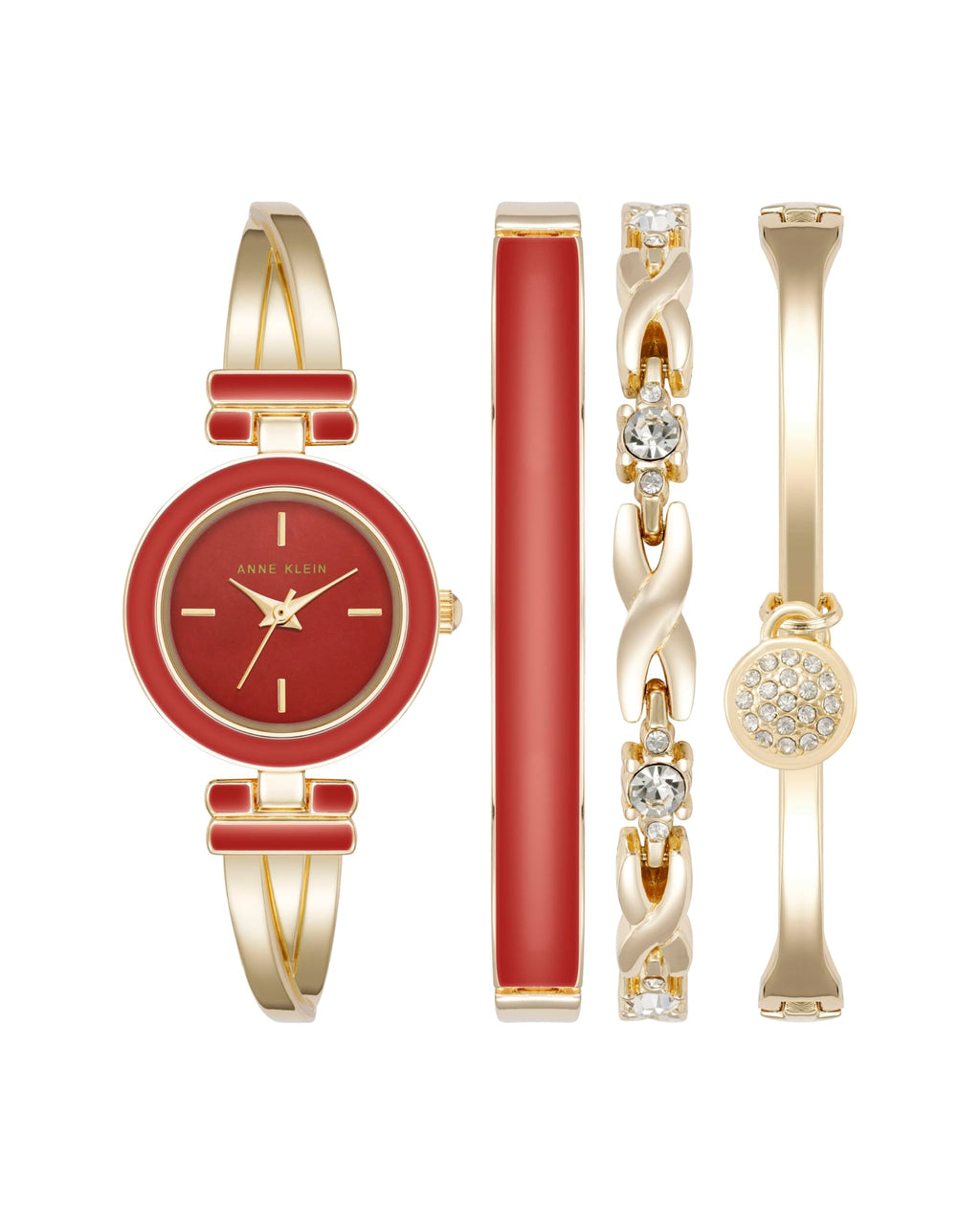 Anne Klein Women's Bangle Watch and Premium Crystal Accented Bracelet Set