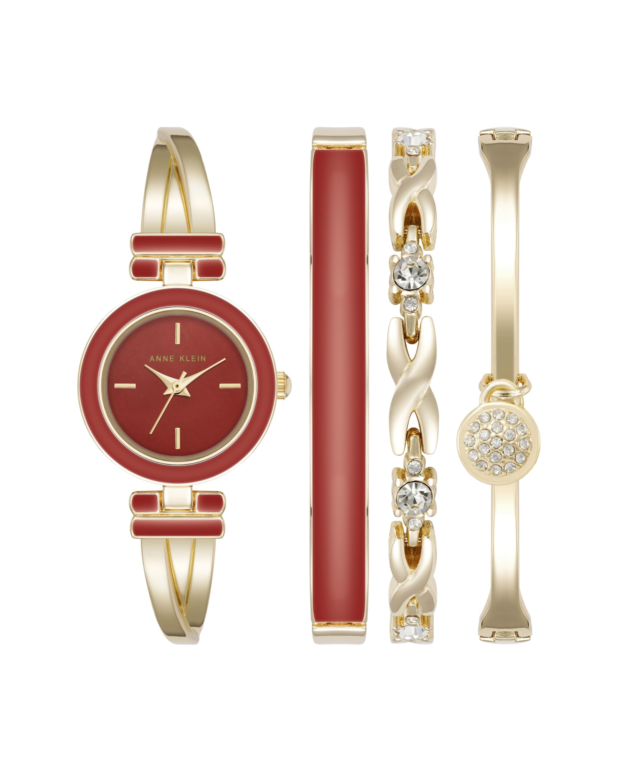 Anne Klein Women's Bangle Watch and Premium Crystal Accented Bracelet Set