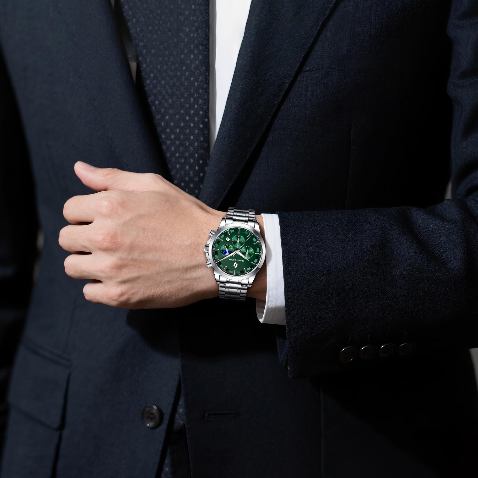 BY BENYAR Mens Watches Analog Quartz Chronograph Waterproof Wrist Watches for Men Fashion Business Work Casual Sport Designer Dress Watch with Calendar Elegant Gifts for Men