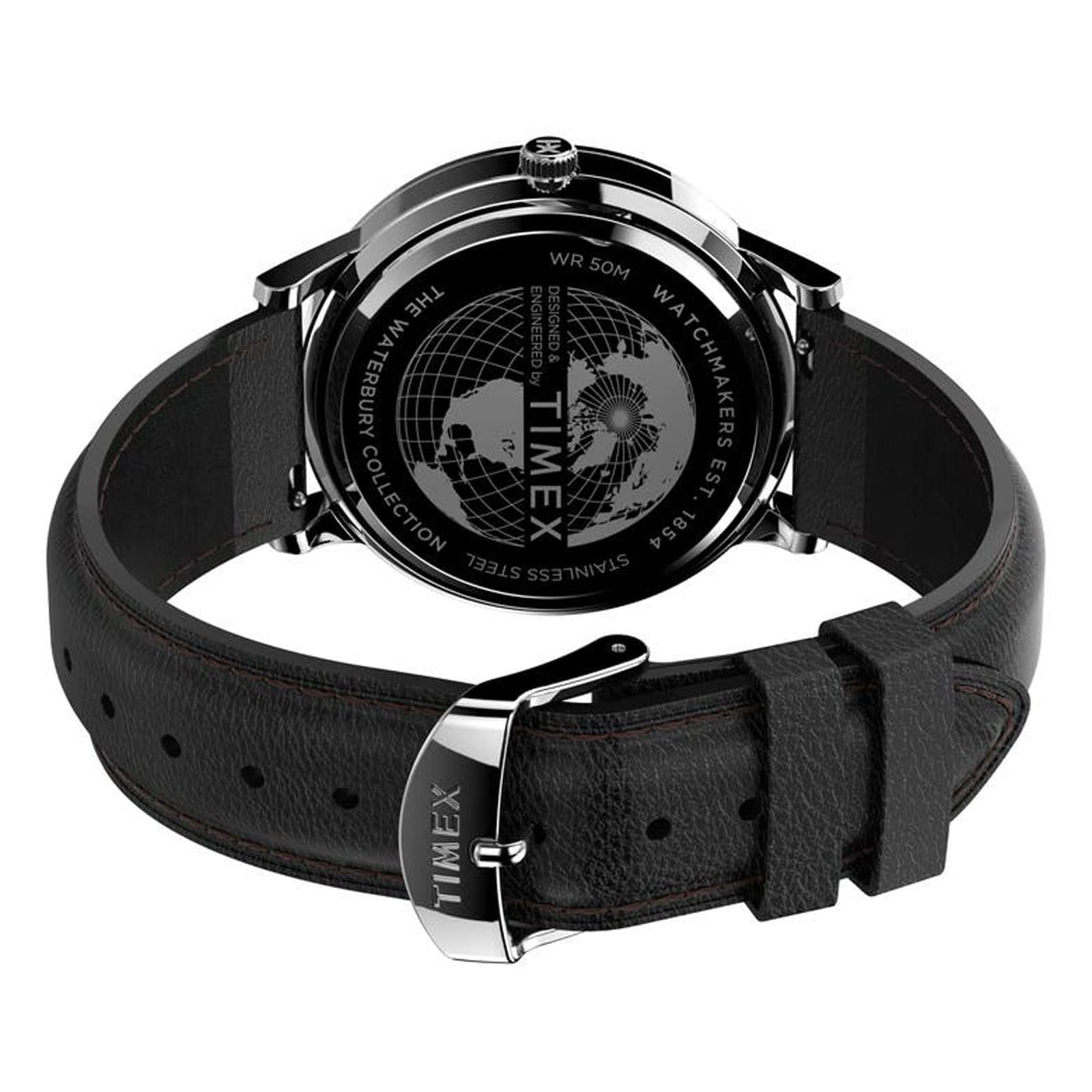 Timex Men's Waterbury Classic Chrono 40mm Stainless Steel Quartz Dress Watch with Leather Strap